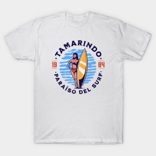 Vintage Tamarindo, Costa Rica Surfer's Paradise // Retro Surfing 1980s Badge B T-Shirt